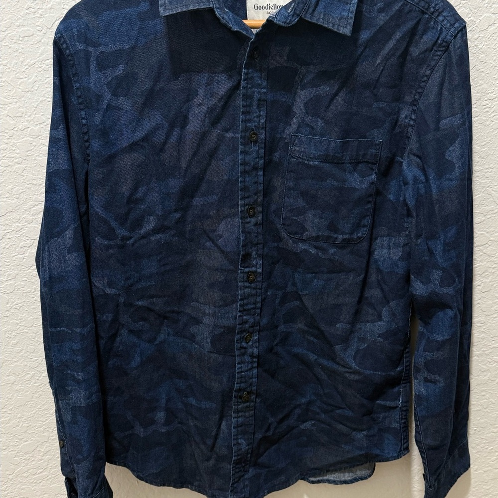 Goodfellow & Co Navy Camouflage Button Down Shirt